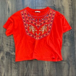 Zara Red Crop Tee